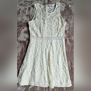 Rebellion off white lacey floral dress. Size L